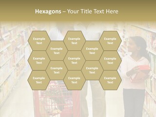 A Man And Woman Shopping In A Grocery Store PowerPoint Template