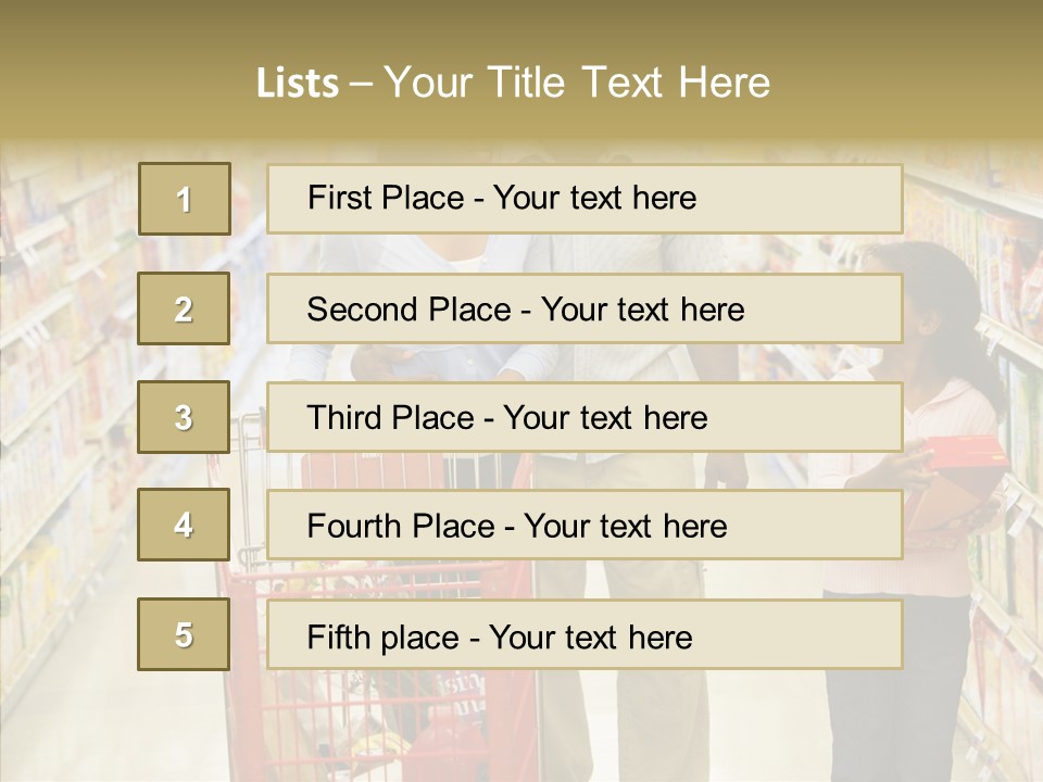 A Man And Woman Shopping In A Grocery Store PowerPoint Template