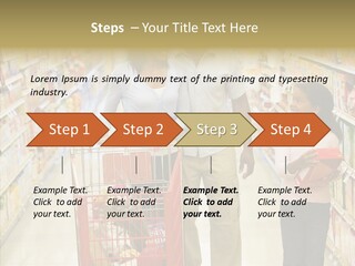 A Man And Woman Shopping In A Grocery Store PowerPoint Template