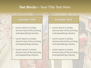 A Man And Woman Shopping In A Grocery Store PowerPoint Template