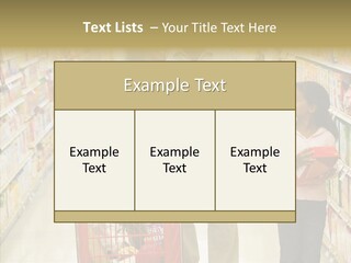 A Man And Woman Shopping In A Grocery Store PowerPoint Template