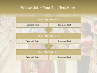A Man And Woman Shopping In A Grocery Store PowerPoint Template
