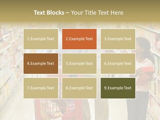 A Man And Woman Shopping In A Grocery Store PowerPoint Template