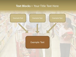A Man And Woman Shopping In A Grocery Store PowerPoint Template