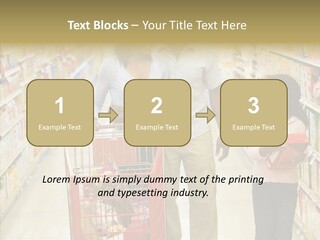 A Man And Woman Shopping In A Grocery Store PowerPoint Template