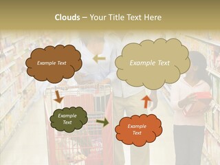 A Man And Woman Shopping In A Grocery Store PowerPoint Template