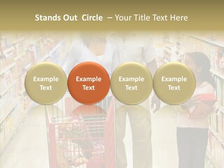 A Man And Woman Shopping In A Grocery Store PowerPoint Template