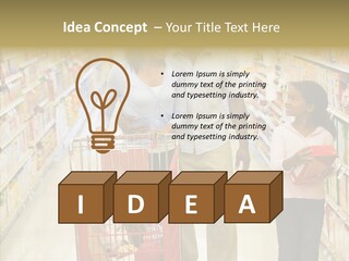 A Man And Woman Shopping In A Grocery Store PowerPoint Template