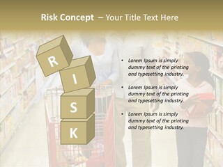 A Man And Woman Shopping In A Grocery Store PowerPoint Template