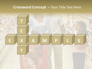 A Man And Woman Shopping In A Grocery Store PowerPoint Template