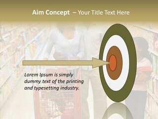 A Man And Woman Shopping In A Grocery Store PowerPoint Template