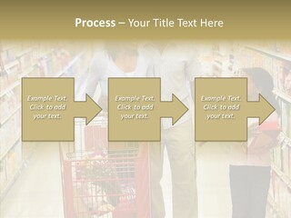 A Man And Woman Shopping In A Grocery Store PowerPoint Template