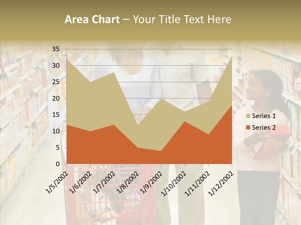 A Man And Woman Shopping In A Grocery Store PowerPoint Template