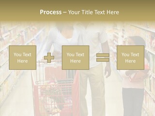 A Man And Woman Shopping In A Grocery Store PowerPoint Template