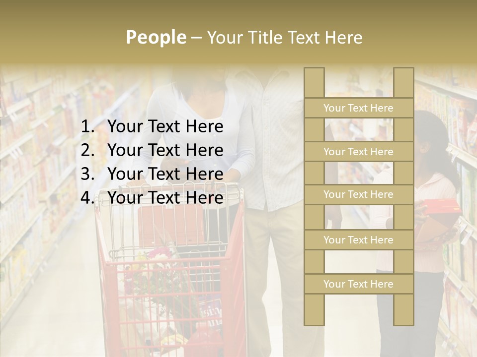 A Man And Woman Shopping In A Grocery Store PowerPoint Template