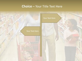 A Man And Woman Shopping In A Grocery Store PowerPoint Template