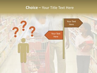 A Man And Woman Shopping In A Grocery Store PowerPoint Template