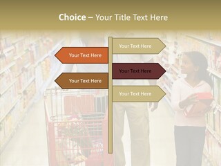 A Man And Woman Shopping In A Grocery Store PowerPoint Template