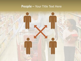 A Man And Woman Shopping In A Grocery Store PowerPoint Template