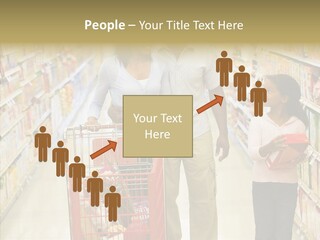 A Man And Woman Shopping In A Grocery Store PowerPoint Template