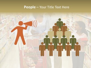A Man And Woman Shopping In A Grocery Store PowerPoint Template