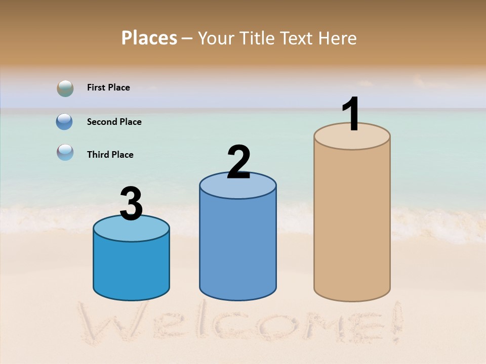 A Sandy Beach With The Word Home Written In The Sand PowerPoint Template