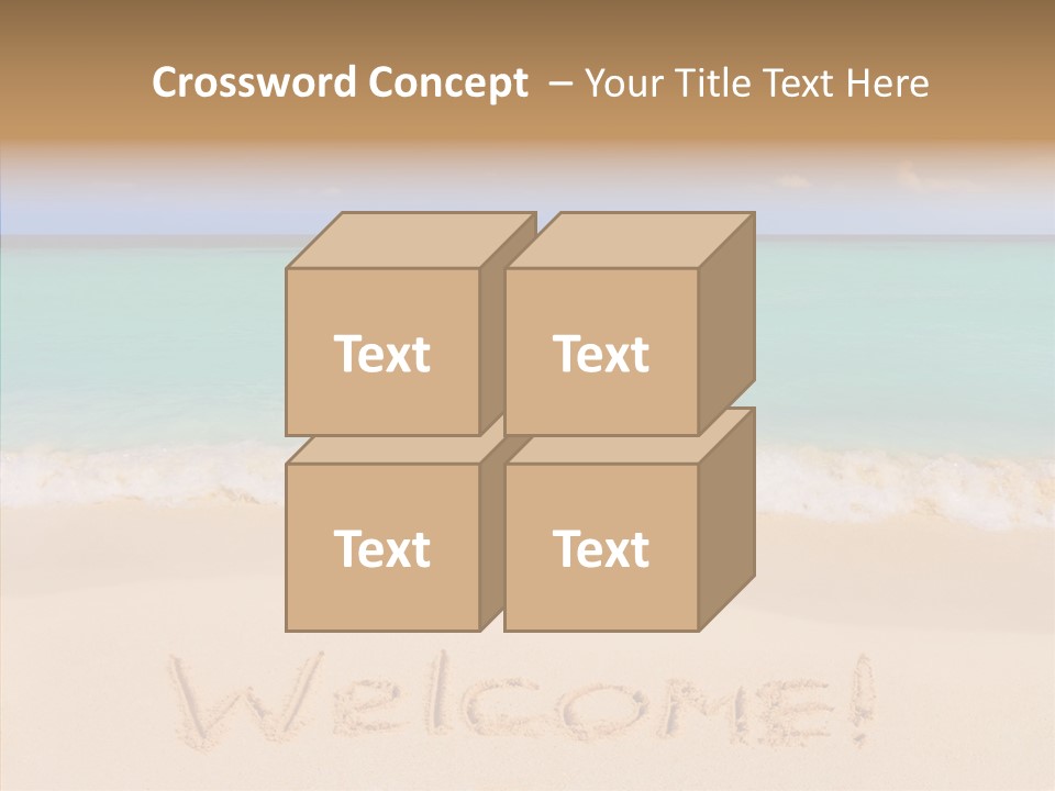 A Sandy Beach With The Word Home Written In The Sand PowerPoint Template