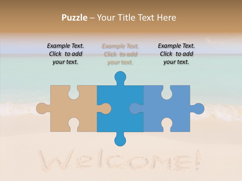 A Sandy Beach With The Word Home Written In The Sand PowerPoint Template