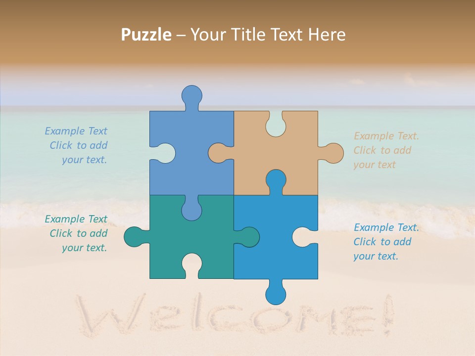 A Sandy Beach With The Word Home Written In The Sand PowerPoint Template