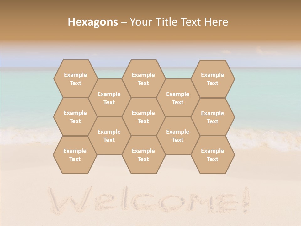 A Sandy Beach With The Word Home Written In The Sand PowerPoint Template
