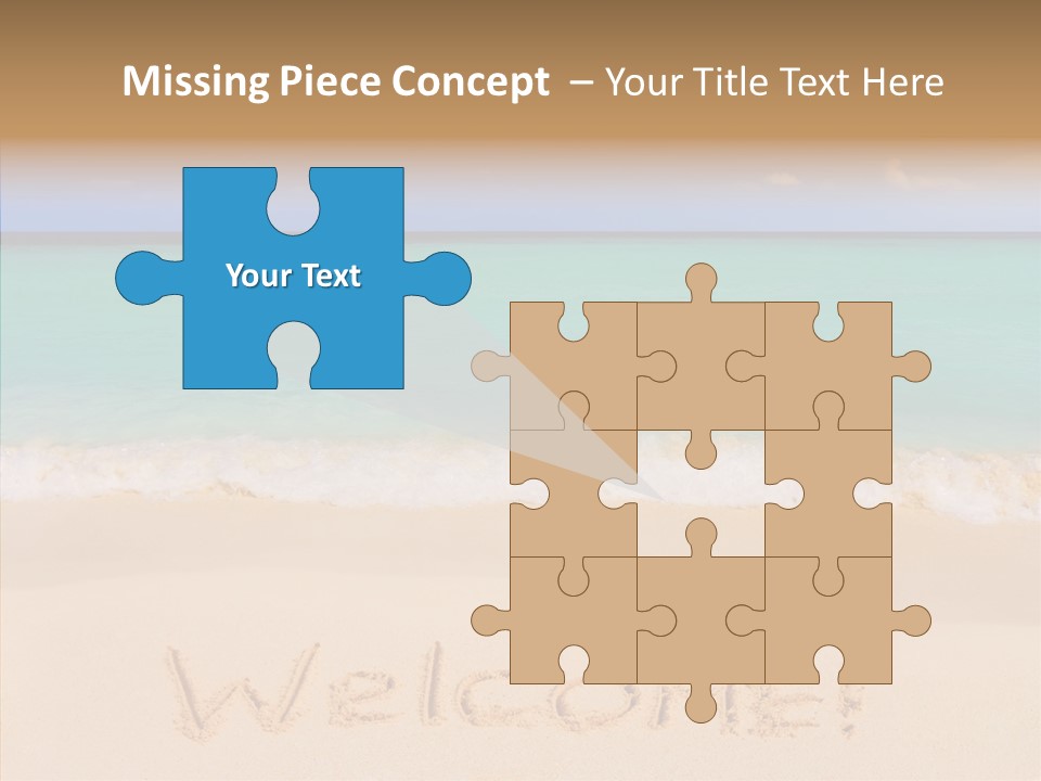 A Sandy Beach With The Word Home Written In The Sand PowerPoint Template