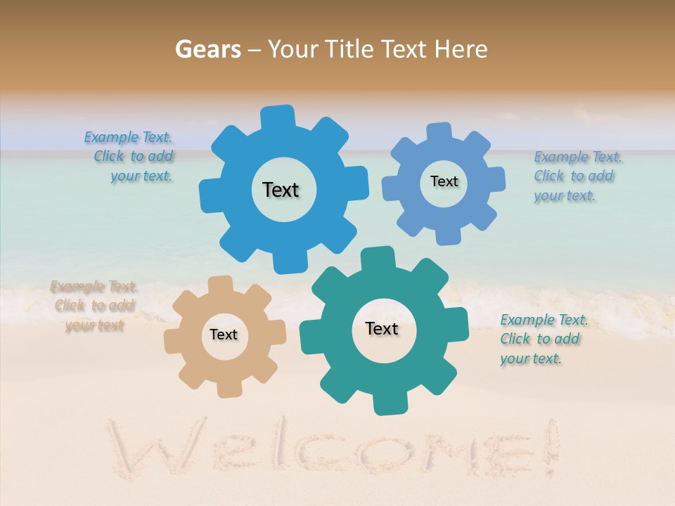 A Sandy Beach With The Word Home Written In The Sand PowerPoint Template