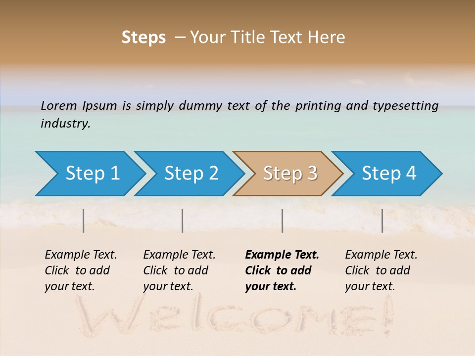 A Sandy Beach With The Word Home Written In The Sand PowerPoint Template