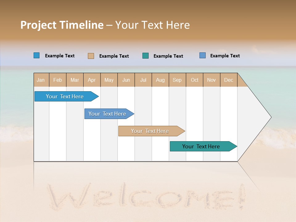 A Sandy Beach With The Word Home Written In The Sand PowerPoint Template