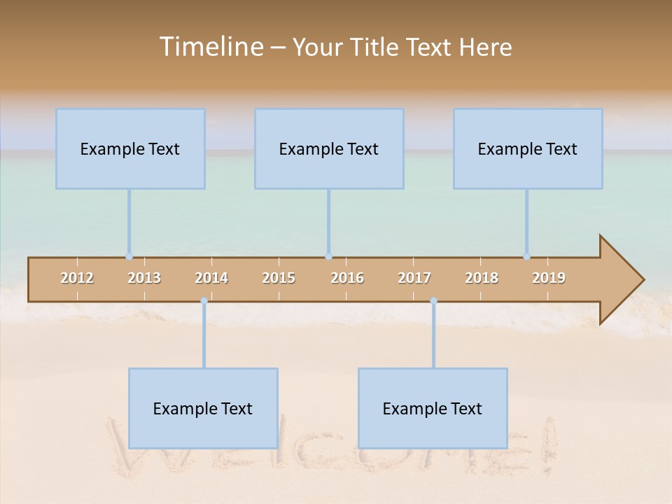 A Sandy Beach With The Word Home Written In The Sand PowerPoint Template