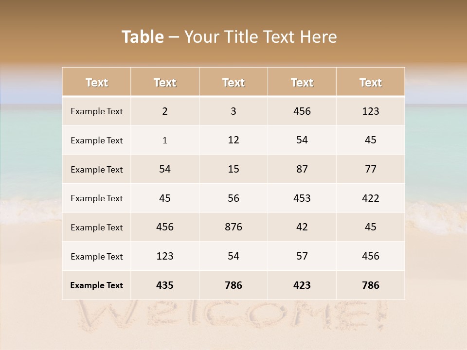 A Sandy Beach With The Word Home Written In The Sand PowerPoint Template