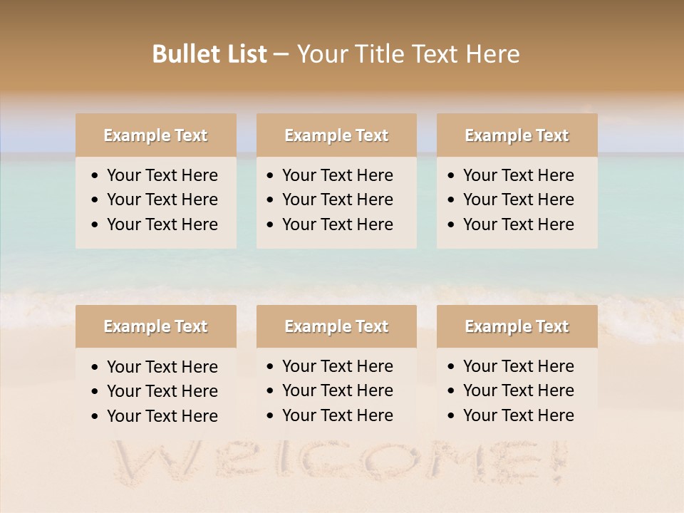 A Sandy Beach With The Word Home Written In The Sand PowerPoint Template