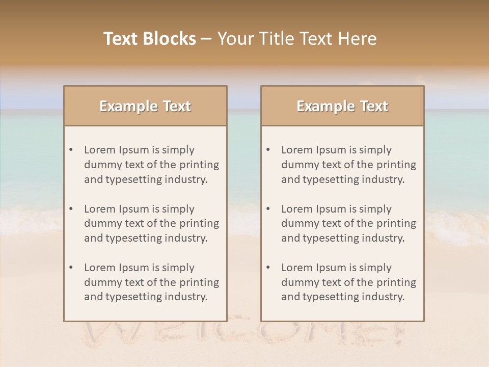 A Sandy Beach With The Word Home Written In The Sand PowerPoint Template