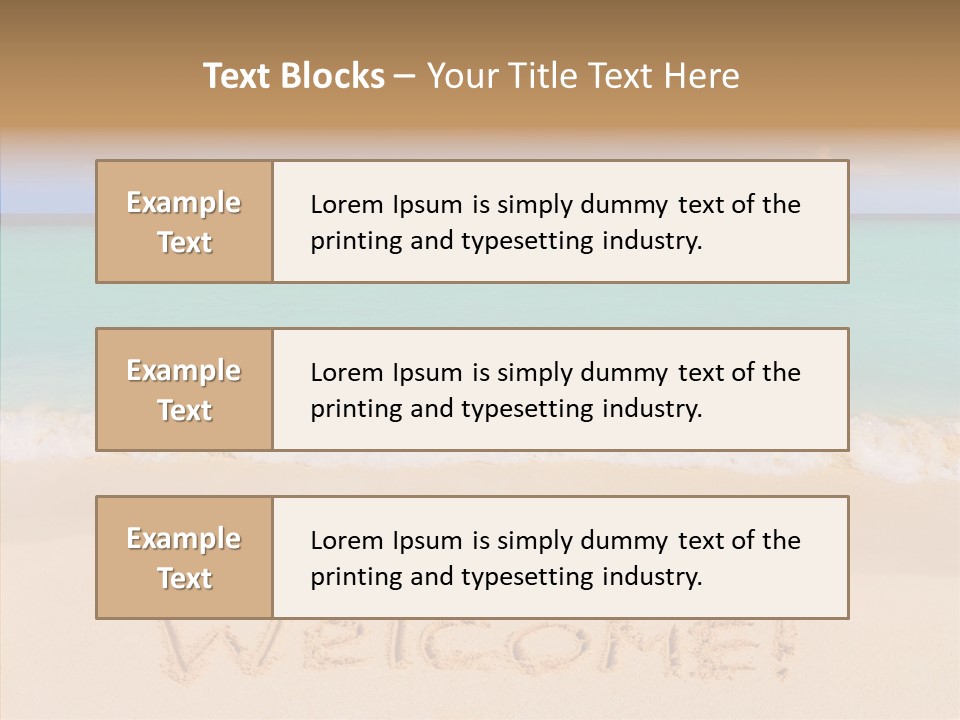 A Sandy Beach With The Word Home Written In The Sand PowerPoint Template