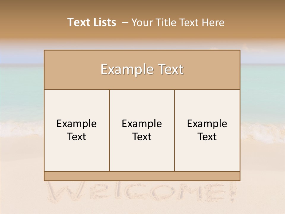 A Sandy Beach With The Word Home Written In The Sand PowerPoint Template