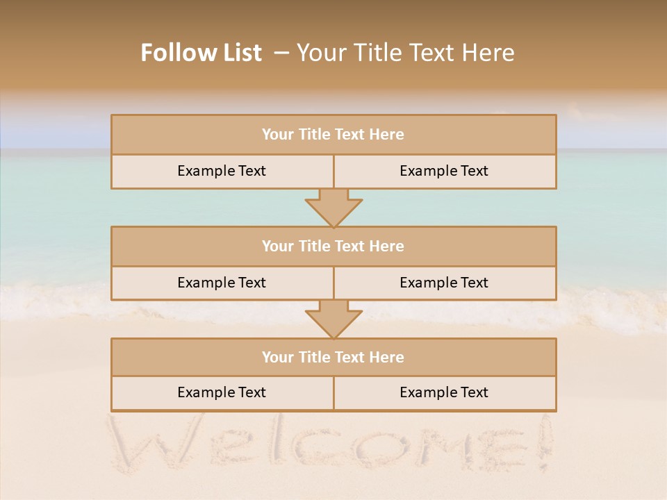 A Sandy Beach With The Word Home Written In The Sand PowerPoint Template