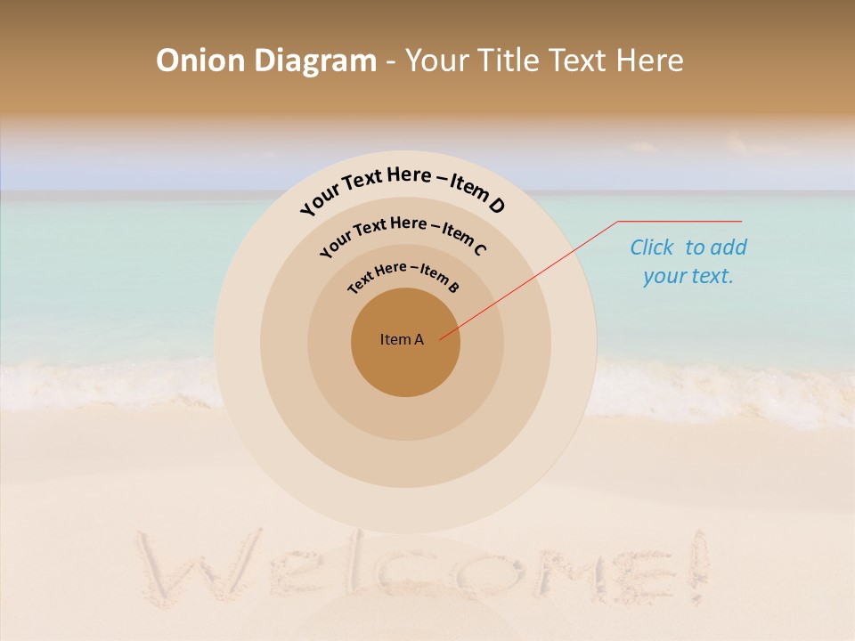 A Sandy Beach With The Word Home Written In The Sand PowerPoint Template