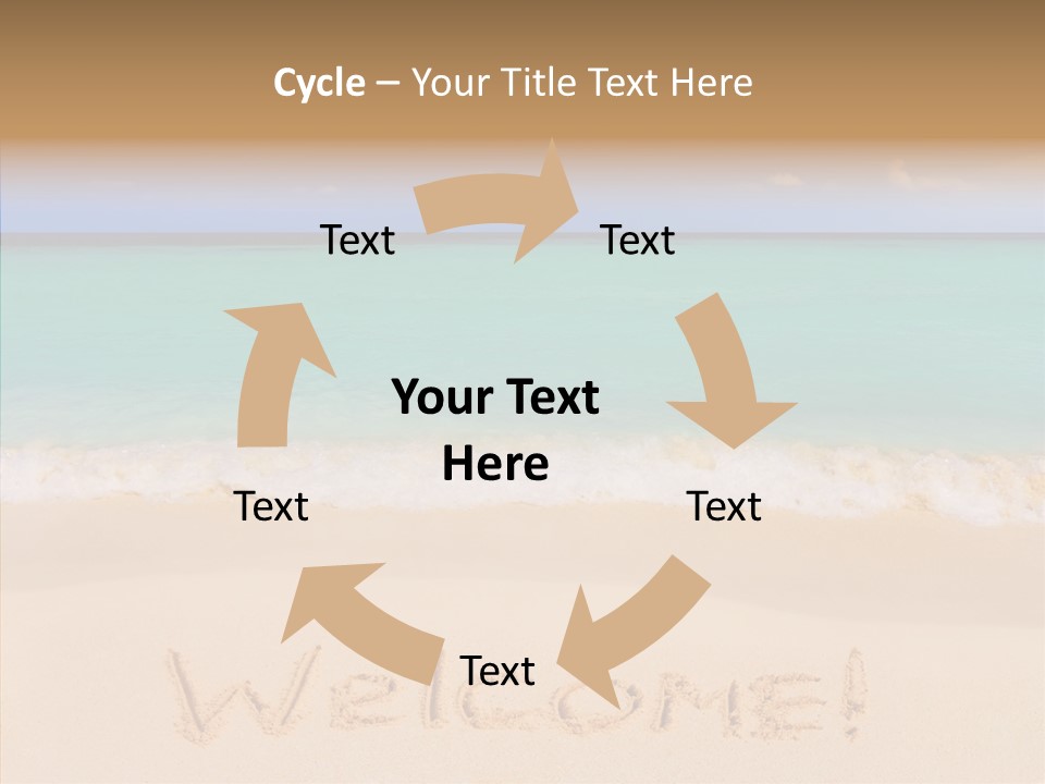 A Sandy Beach With The Word Home Written In The Sand PowerPoint Template