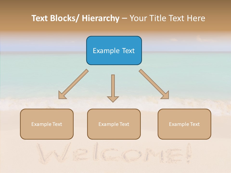 A Sandy Beach With The Word Home Written In The Sand PowerPoint Template