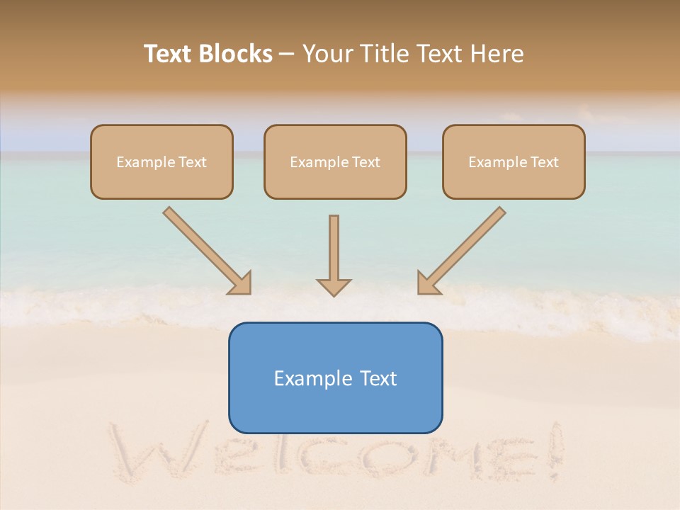 A Sandy Beach With The Word Home Written In The Sand PowerPoint Template