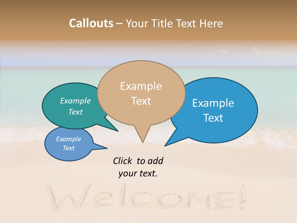 A Sandy Beach With The Word Home Written In The Sand PowerPoint Template