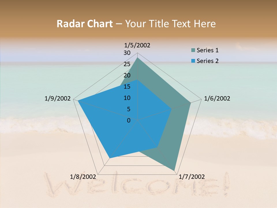 A Sandy Beach With The Word Home Written In The Sand PowerPoint Template