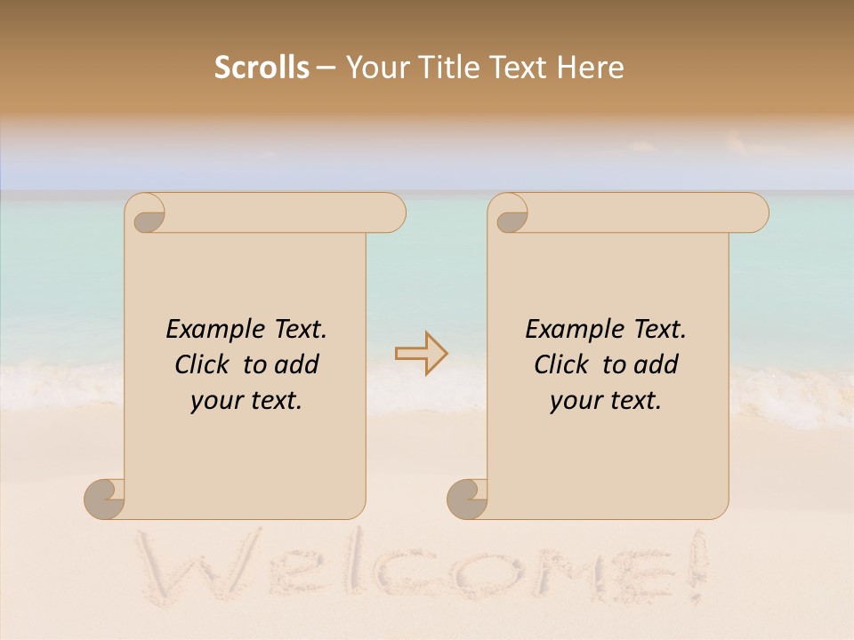 A Sandy Beach With The Word Home Written In The Sand PowerPoint Template