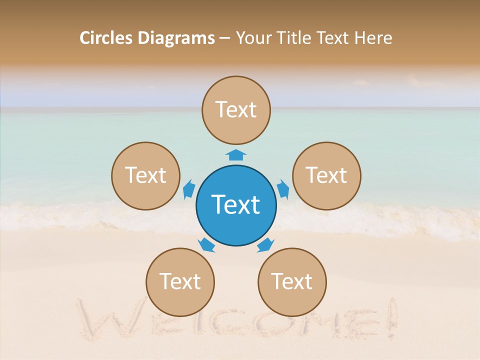 A Sandy Beach With The Word Home Written In The Sand PowerPoint Template