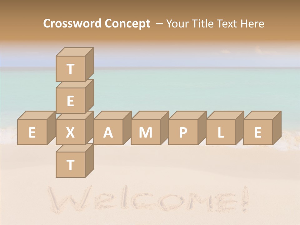 A Sandy Beach With The Word Home Written In The Sand PowerPoint Template